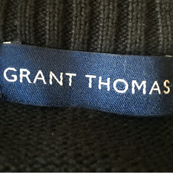 Grant Thomas Cotton Zippered Cardigan in Navy - Picture 6 of 7